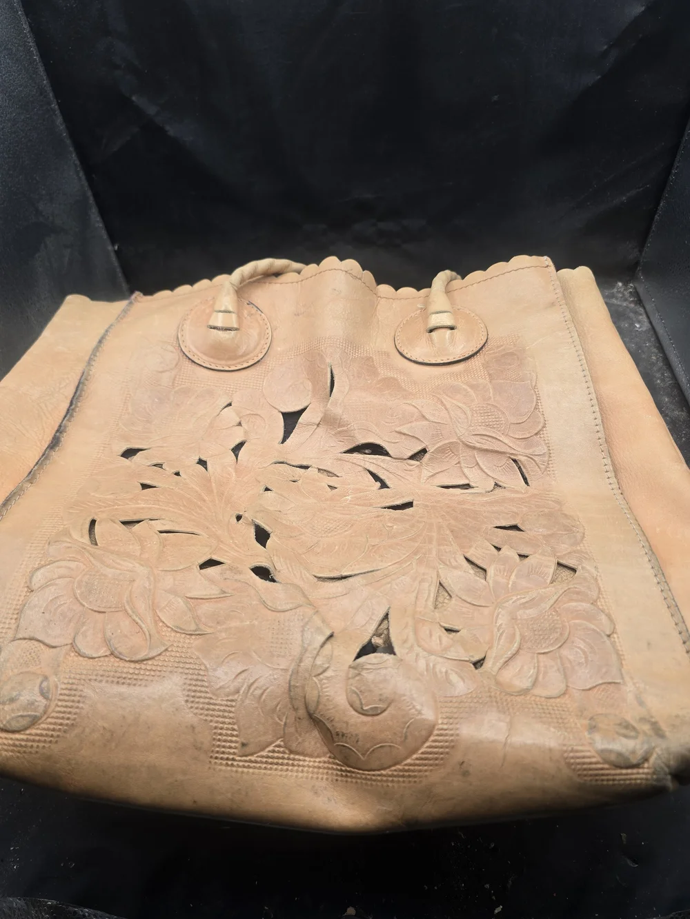 Patricia Nash Hand-Tooled Floral Leather Tote in Tan